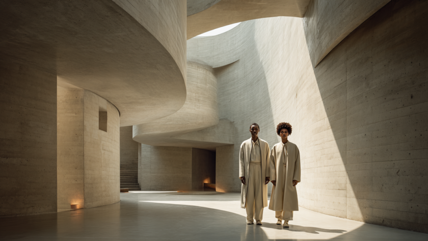 Editorial image illustrating modern longevity science through healthy aging, preventive healthcare, wearable technology, and evidence-based lifestyle habits in a timeless contemporary setting.