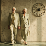 Two adults of similar chronological age represented through subtly different physical and biological cues, illustrating the distinction between calendar age and the body’s changing physiological condition.